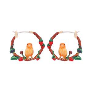 Les Nereides Lovely Canary On Branch Hoop Earrings
